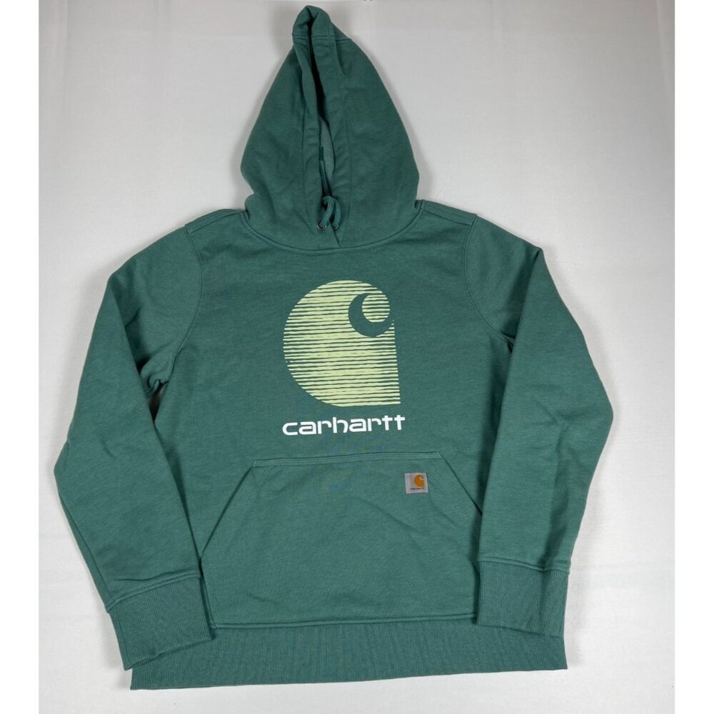 Carhartt Boys Youth Medium M 8-10 Green Rain Defender Pullover Hoodie